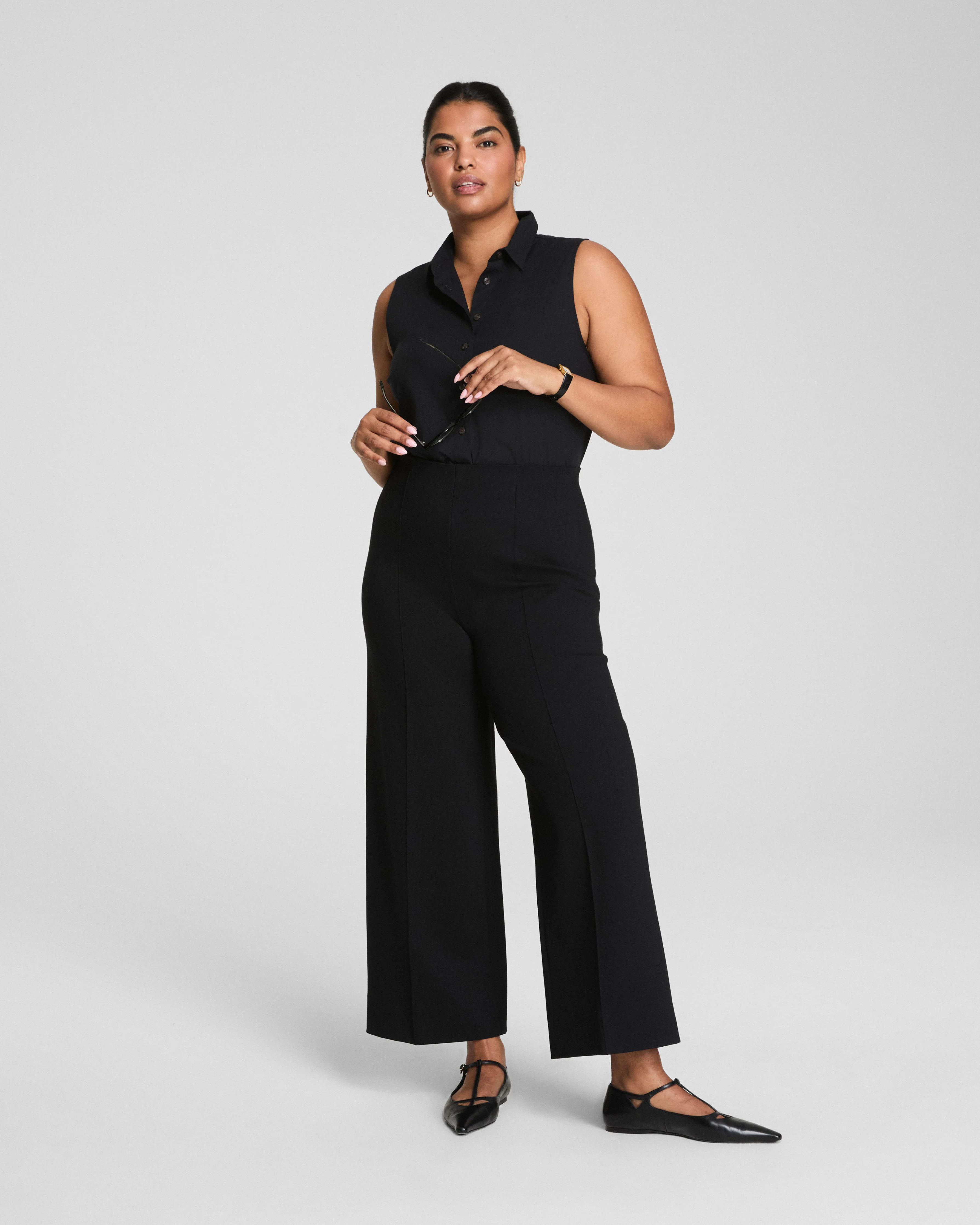 Smoothing Ponte Cropped Wide Leg Pant with CoreSure | SPANX | Spanx