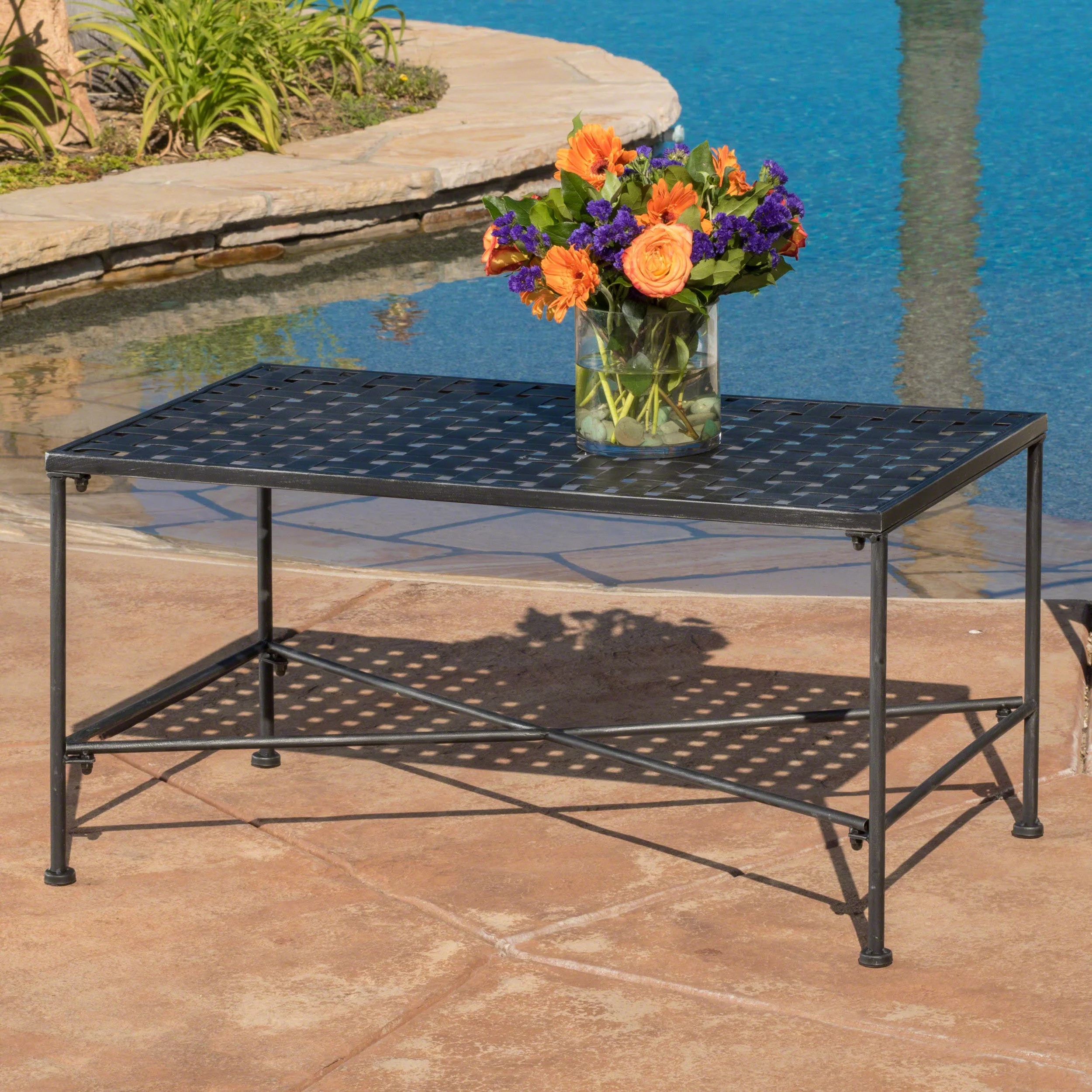 Alexander Outdoor Iron Coffee Table, Black | Walmart (US)