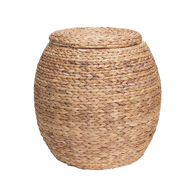 Household Essentials ML-4105 Large Round Wicker Storage Basket Side Table with Lid | Water Hyacinth | Amazon (US)