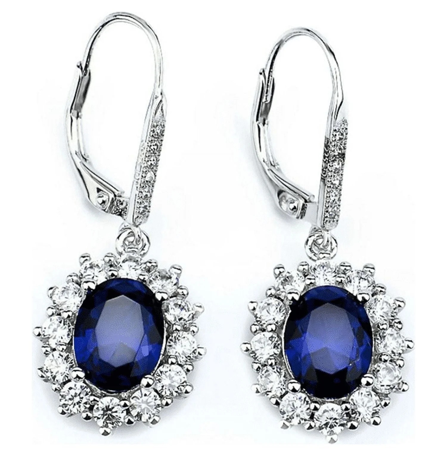 Sapphire 18K White Gold Leverback Earrings for Women -  for Sensitive Ear - Great Gift Idea for E... | Walmart (US)