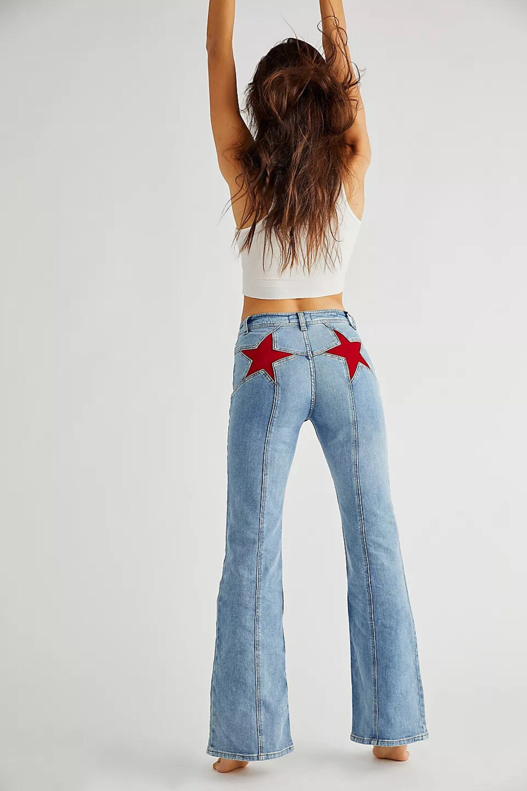 Free People Firecracker Flare Jeans mid Stone Wash - Etsy | Etsy (US)