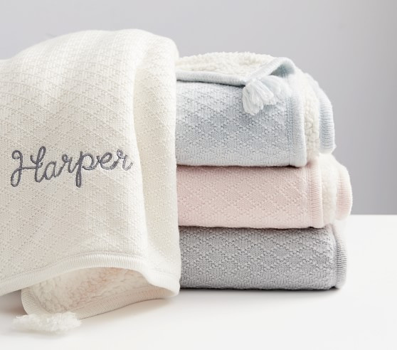 Luxe Cable Knit Sherpa Baby Blanket | Pottery Barn Kids