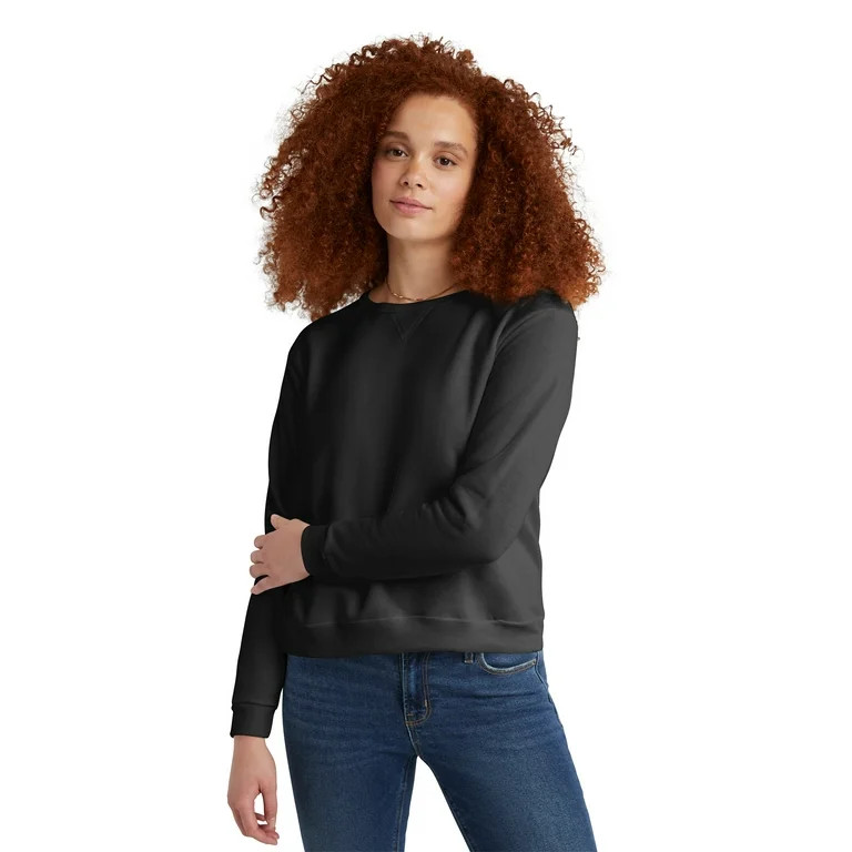 Hanes Women's Fleece Crewneck Pullover Sweatshirt with Long Sleeves, Sizes S-XXL | Walmart (US)