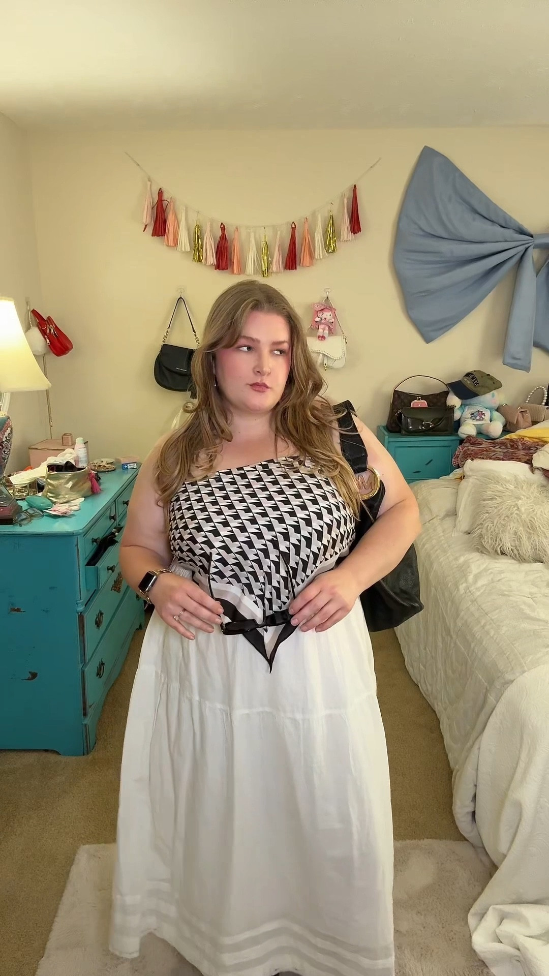 Plus size summer vacation outfit • plus size summer outfit • plus size vacay outfit • mid size vacation outfit • mid size summer date night outfit • scar top • white maxi skirt outfit 

#LTKootd #LTKPlusSize #LTKMidsize