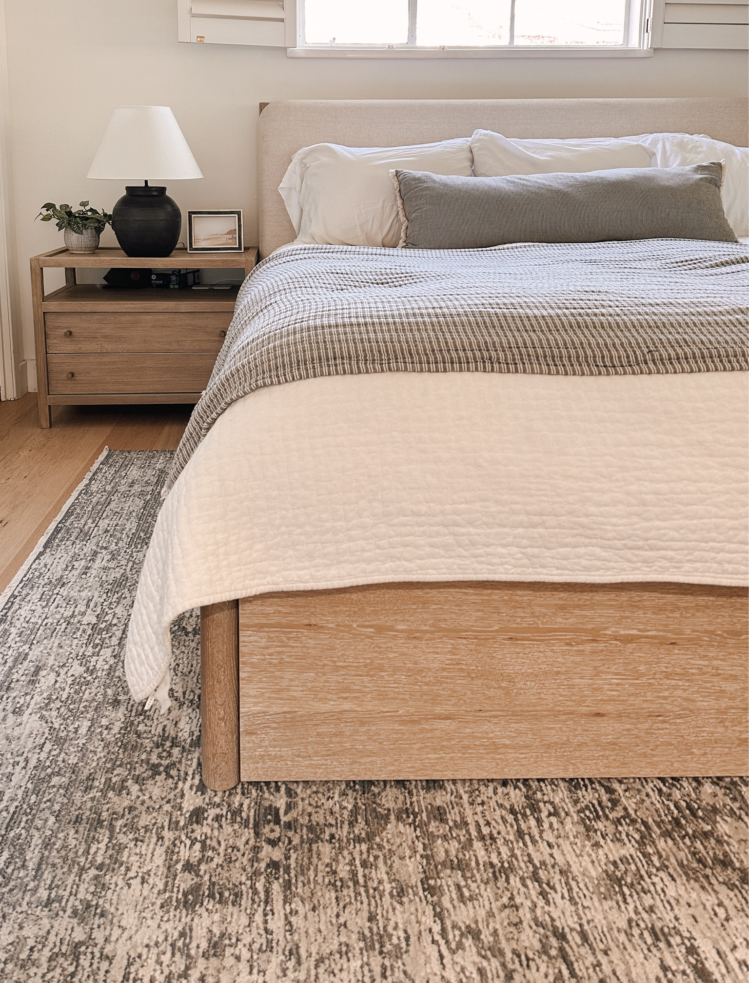 Bedroom refresh complete. Crate & Barrel storage bed and Keane nightstands make the perfectly imperfect space! Also my anthro dresser not pictured is the most beautiful and spacious pieces in my home.#ltkhome 

#LTKfamily