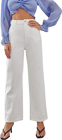 SOLY HUX Women's Casual Denim Pants High Waisted Wide Leg Jeans | Amazon (CA)