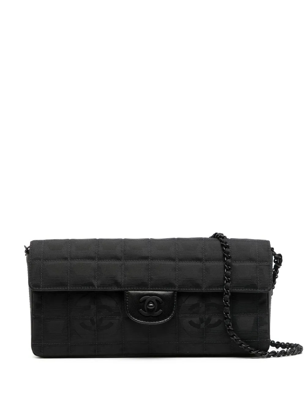 CHANEL Pre-Owned 2002 Travel Choco Bar East West shoulder bag - Black | Farfetch Global