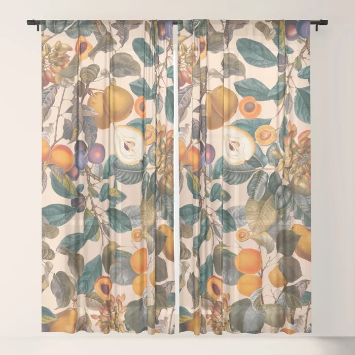 Vintage Fruit Pattern IX Sheer Curtain | Society6