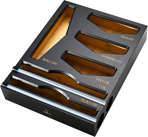 Cozee Bay Bamboo Food Bag Organizer with Foil and Plastic Wrap Organizer, Kitchen Drawer Organize... | Amazon (US)