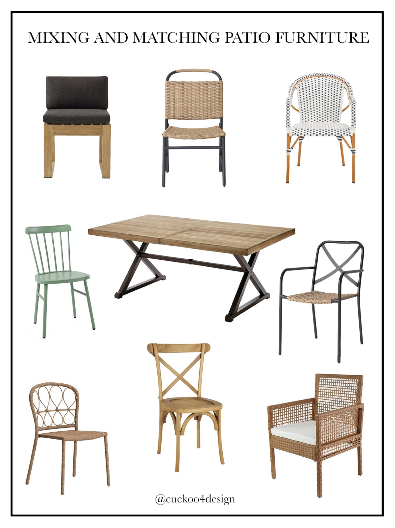 I hate buying furniture sets and rather mix and match. Any of these patio chairs would look pretty with this faux wood patio table. We have this outdoor dining table and love it! #LTKstyletip #LTKhome

#LTKHome #LTKSeasonal
