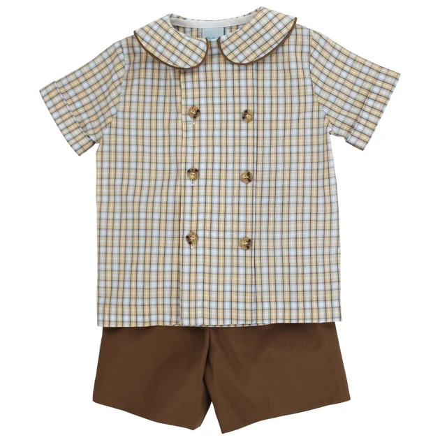 Pecan Plaid with Bison - Dressy Short Set | The Bailey Boys, inc