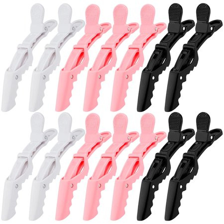 14 Pack Alligator Hair Clips for Styling Sectioning Larger Salon Pro Hair Clips for Barber Clips for Hair Coloring, Cutting, Hair Styling Accessories- Black Pink White | Walmart (US)