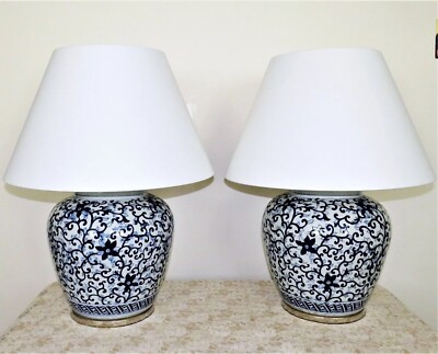 New Pair of Ralph Lauren Chinoiserie Lamps Blue White Ginger Jar Christmas Gift | eBay US