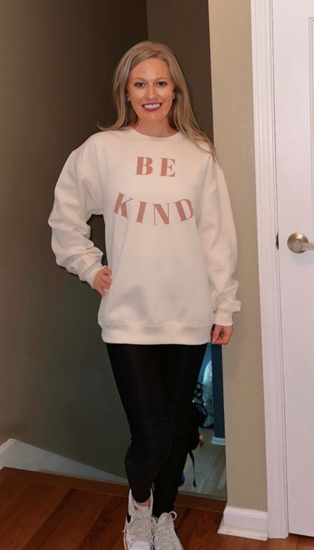 Be Kind 🧡🧡🧡 Loving this crewneck from Sassy Queen Boutique! I’m wearing  one size up from my regular size for an oversized look here & am in a Medium! 
Soooo Perfect for the weather getting cooler and the transition into Fall ya’ll! Use my code simply_stierwalt for extra savings at checkout! 

#LTKstyletip #LTKunder50 #LTKsalealert
