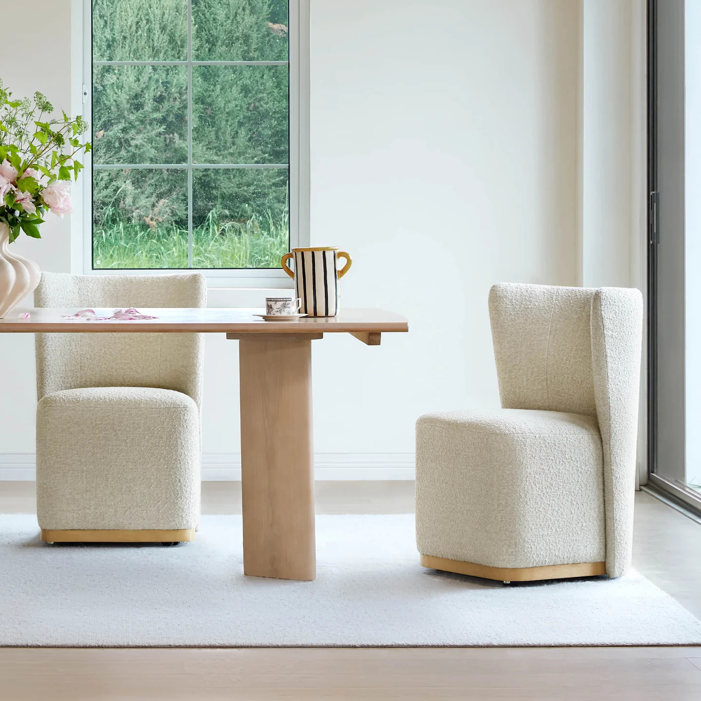 Lilibet Wingback Dining Chair | Stylish Comfort, Easy-Glide Wheels | Chita