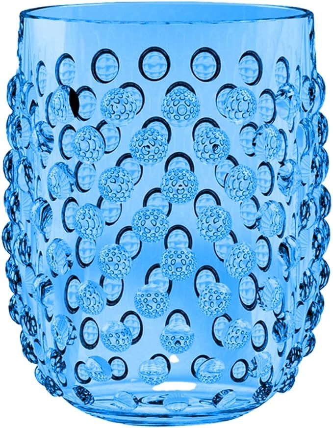 TarHong Hobnail Premium Plastic Drinkware Stemless Tumbler/Wine, 15 Ounce, Blue, Set of 6 | Amazon (US)