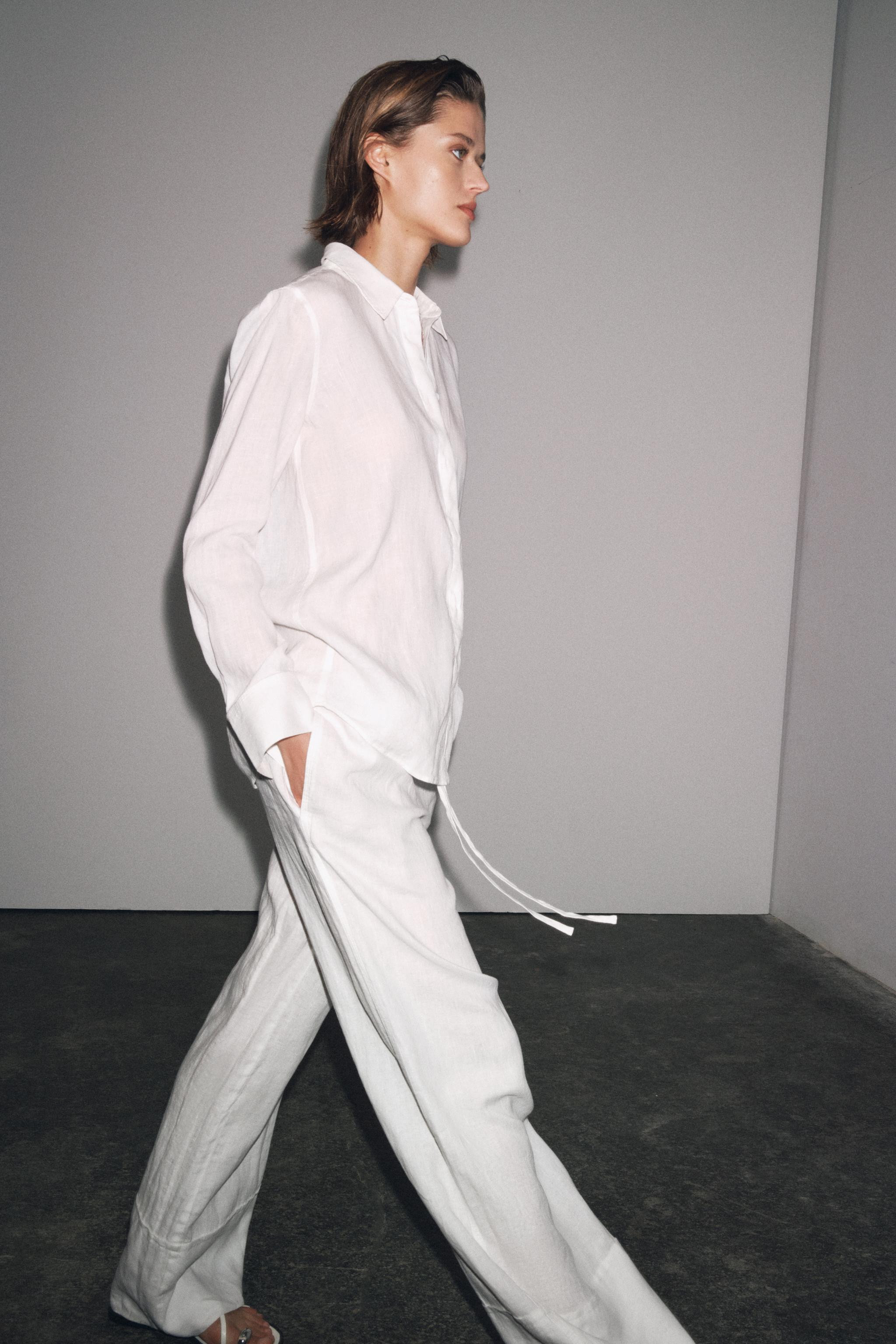 ZW COLLECTION 100% LINEN PALAZZO TROUSERS | Zara UK