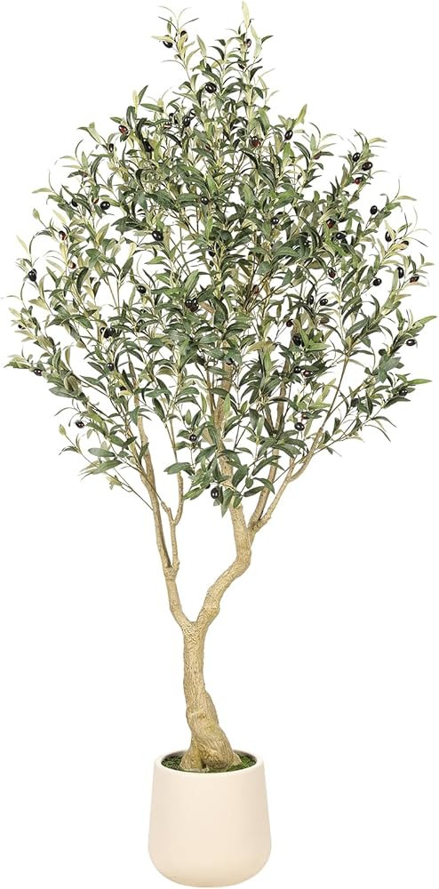 Realead 6ft Artificial Olive Tree with Tall Exquisite Planter - Realistic Faux Olive Tree with Th... | Amazon (US)