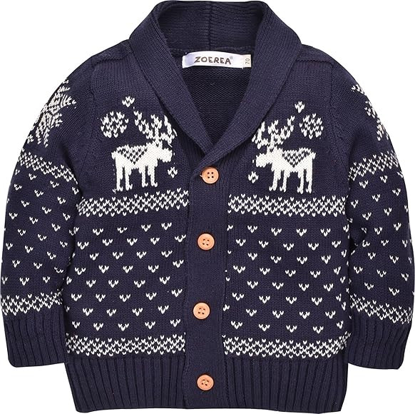 ZOEREA Toddler Unisex Baby Button-up Cotton Coat Deer Christmas Cardigan Sweater | Amazon (US)