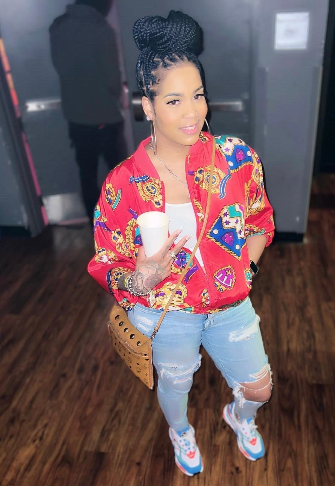 A casual outfit with a pop of print. A lightweight jacket layered over a simple base with distressed denim and sneakers for everyday wear.

#LTKcasual #LTKstreetstyle #LTKootd
