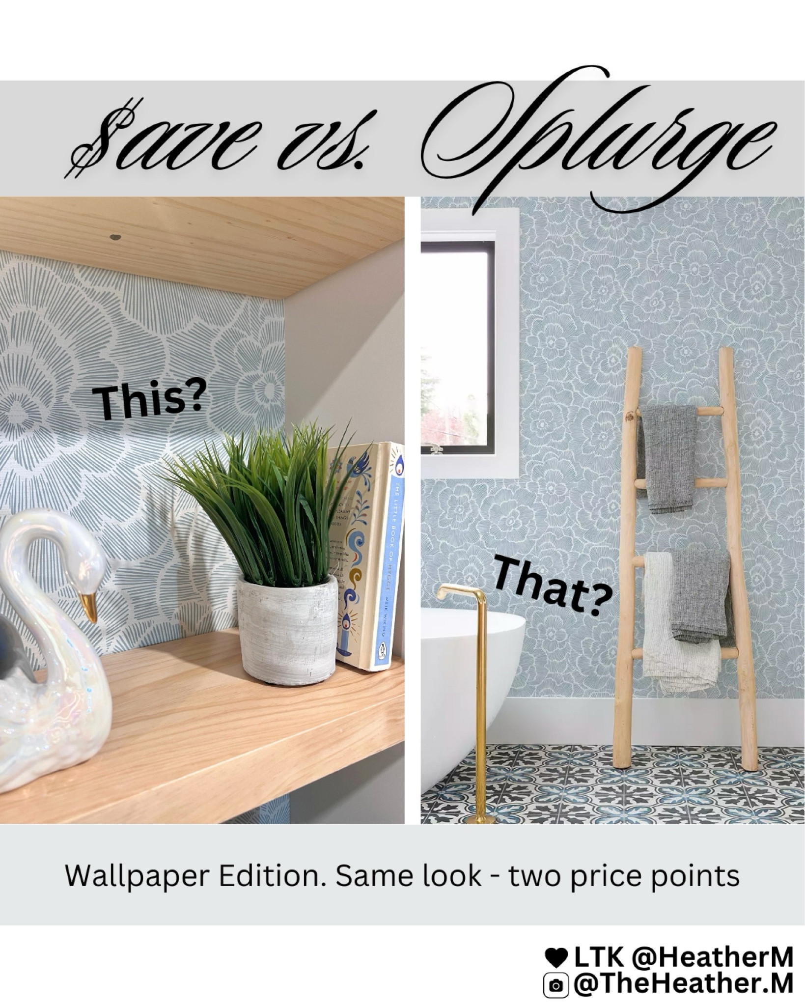 Shop our fireplace upgrade 👉🏼peel & stick wallpaper with raised ink texture. Beautiful pattern & gorgeous soft blue with white. So… Would you rather save or splurge?!

#LTKHome #LTKSeasonal