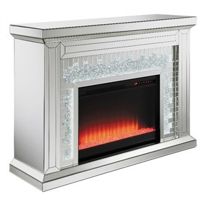 Coaster Contemporary Wood Rectangular Freestanding Fireplace in Silver | Homesquare