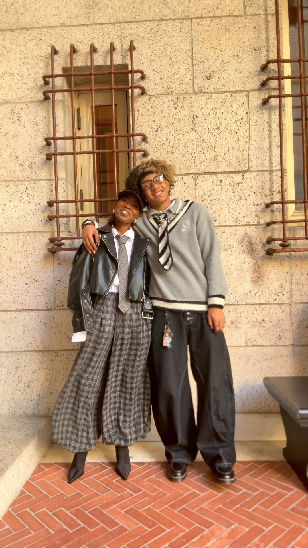 Fit check with the nephew . Balloon pants, cropped leather jacket, sock boots, tie outfit, barrel leg jeans

#LTKStyleTip