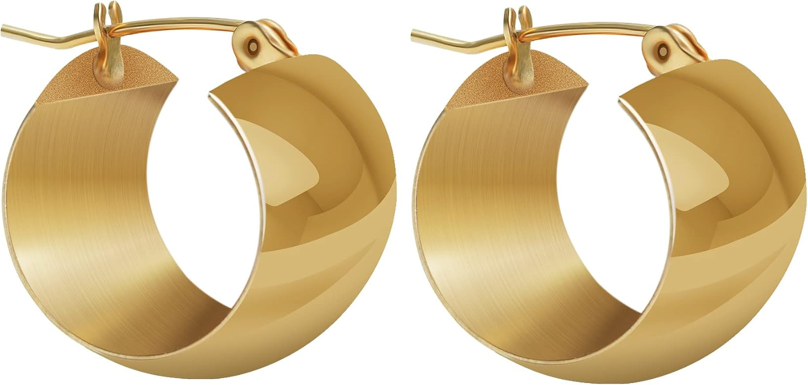 Gold Hoop Earrings for Women, 18K Gold Plated Large, Minimalist U-shaped Earrings for Personalized G | Amazon (US)