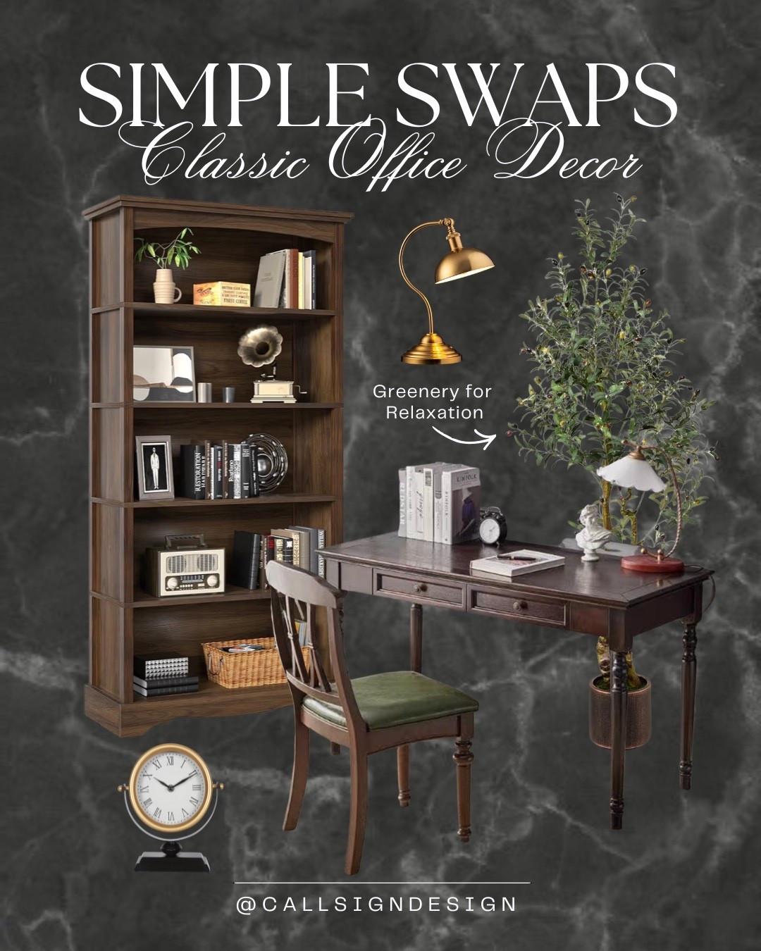 Office decor with just enough green to feel a little more alive without fully committing to nature. Subtle touches bring freshness and calm while keeping the space refined, focused, and intentional. 🌿✨ 

#OfficeDecor #SubtleGreen #NatureInspired #WorkSpaceInspo #TimelessStyle #HomeDecor #DesignDetails #callsigndesign