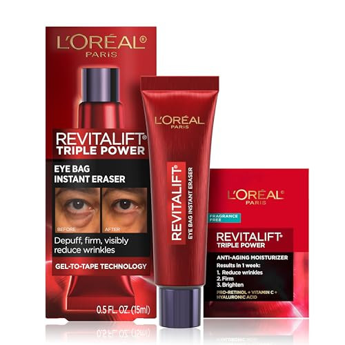 L'Oreal Paris Revitalift Triple Power Eye Bag Instant Eraser, Eye Tightener Treatment to Firm Bags, 0.5 oz + Sample | Amazon (US)