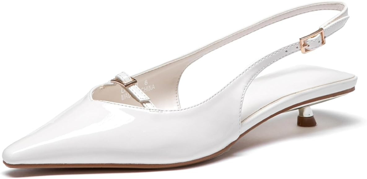 Lryweisy Women's Slingback Kitten Heels Low Heel Pump Sandal Pointed Toe Women Pumps Closed Toe Heels | Amazon (US)