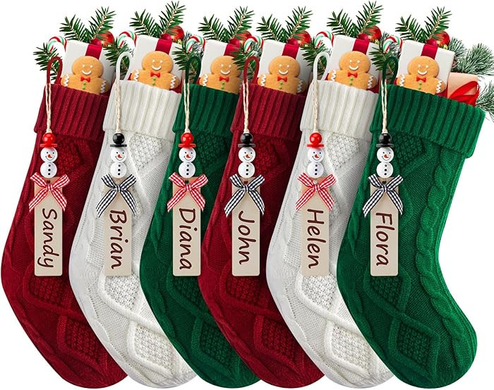 Personalized Christmas Stockings - 18 Inches Hanging Stockings with DIY Snowman Name Tags, 6 Pack... | Amazon (CA)