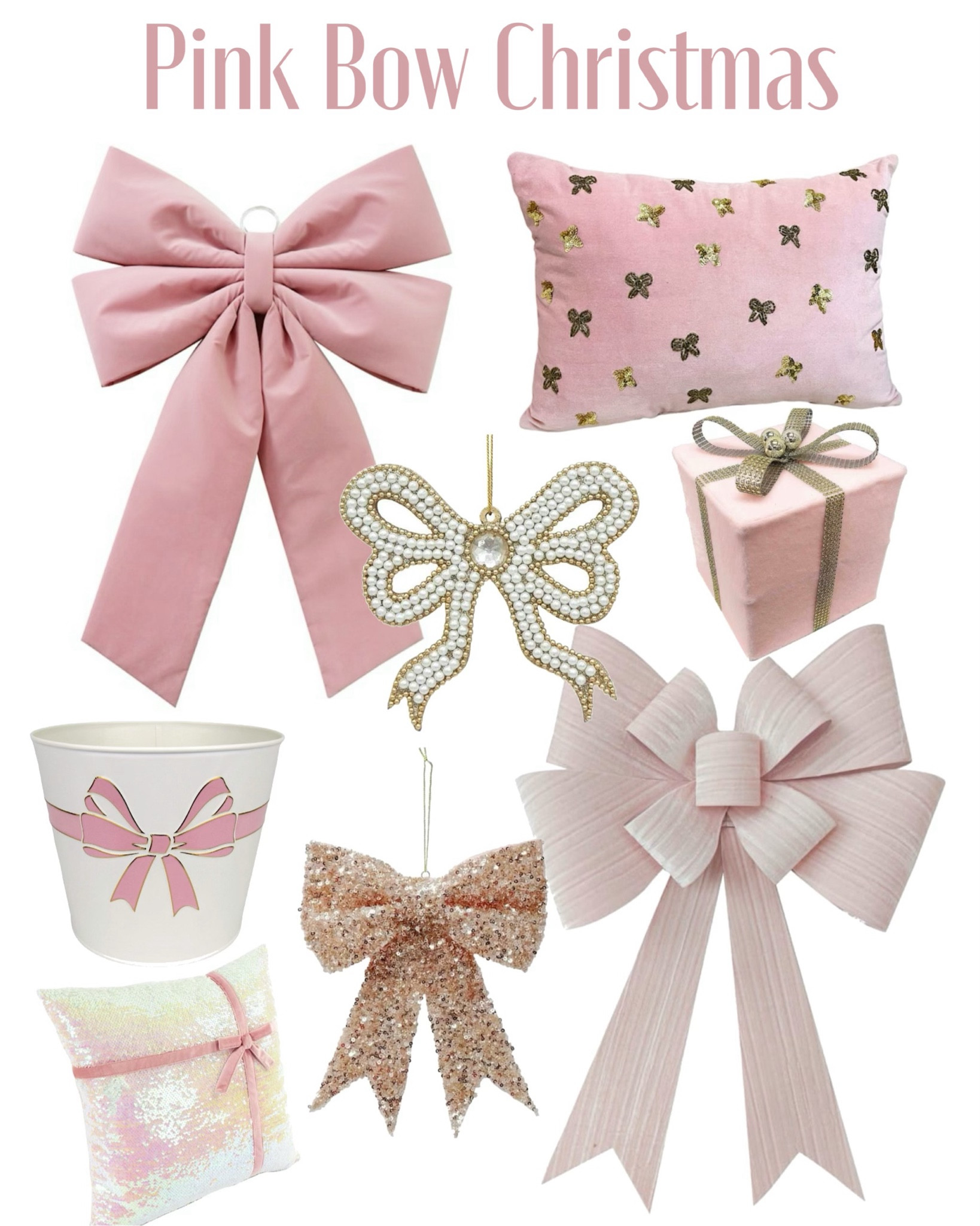 Pink bow Christmas decor 