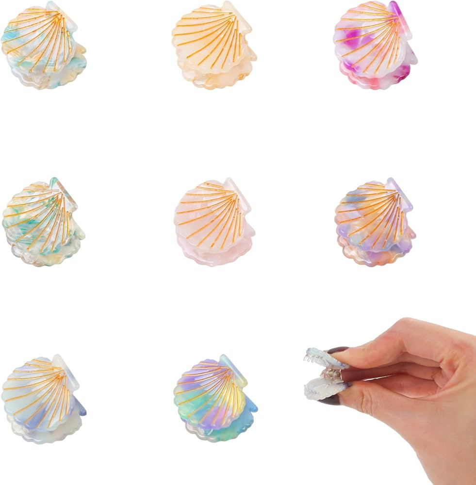 8 Pcs Mini Seashell Hair Clips Mermaid Shell Hair Claw Clips Marble Pattern Hair Accessories for ... | Amazon (US)
