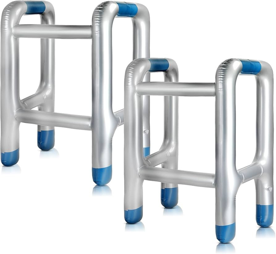 2 Pcs Inflatable Walker Blow Up Toy Inflatable Walker PVC Folding Blow Up Cane Funny Old Age Costume Accessories Dress up for 100th Day of School Halloween Retirement Party Decorations | Amazon (US)