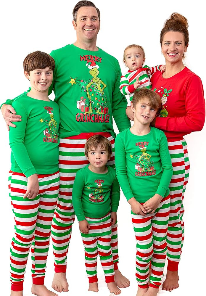 Dr. Seuss Grinch Merry Grinchmas! Matching Family Adult And Kids Pajama Set Outfits | Amazon (US)