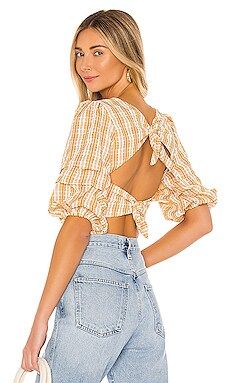 MAJORELLE Gabby Top in Yellow Plaid from Revolve.com | Revolve Clothing (Global)