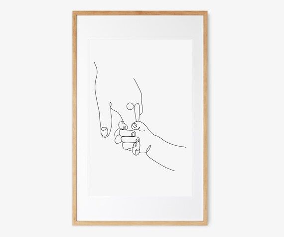 Black and White Fine Line Holding Hands Print Nursery Art | Etsy | Etsy (US)
