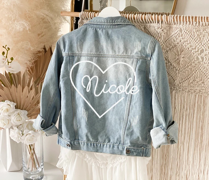 Custom Jean Jacket Retro Denim Jacket for Women Valentines Day - Etsy | Etsy (US)