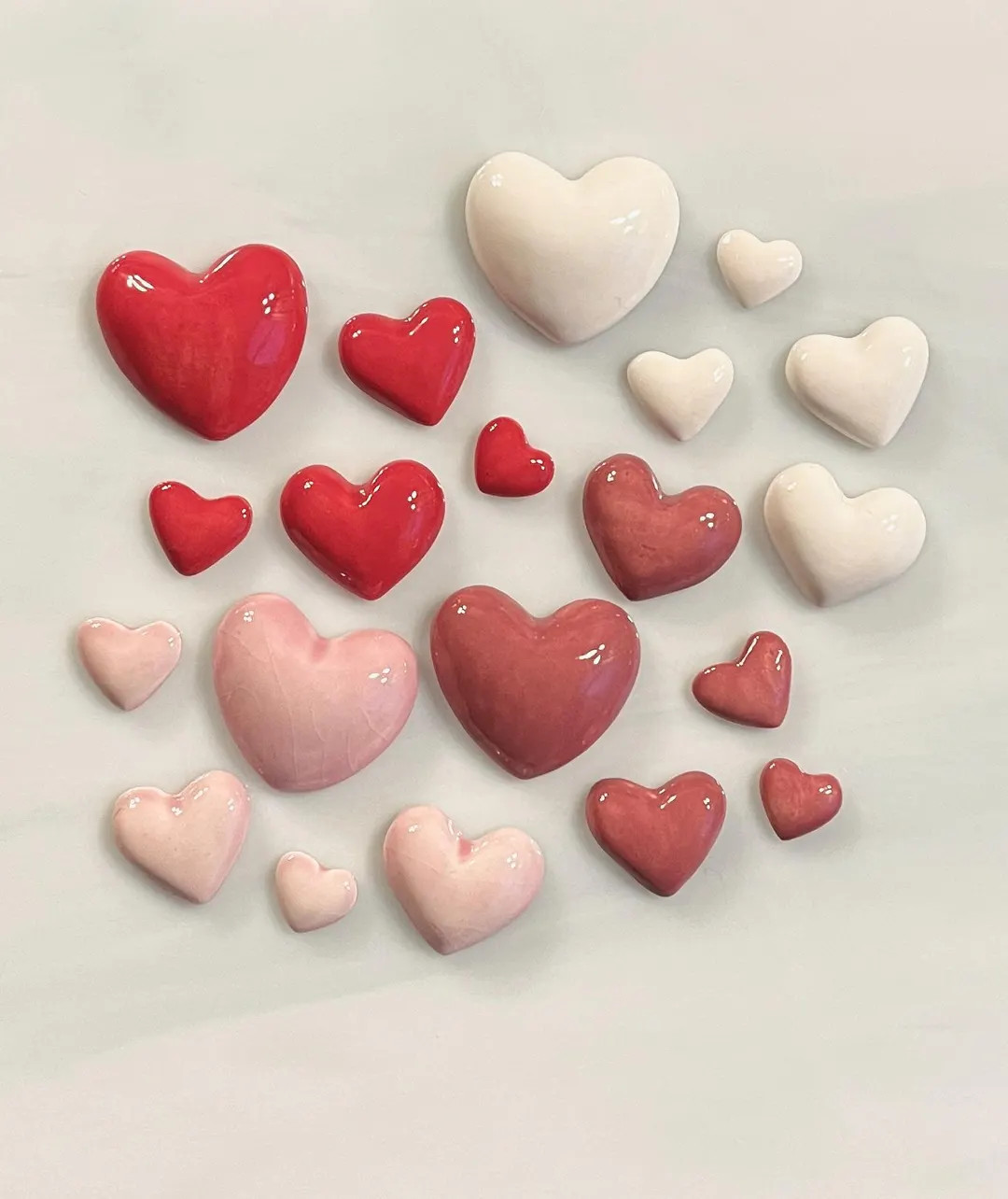 Ceramic Heart Tiles, 5pc, Puffy Hearts, Choice of Colors, Variety of Sizes, Hand Painted, Mosaic,... | Etsy (US)