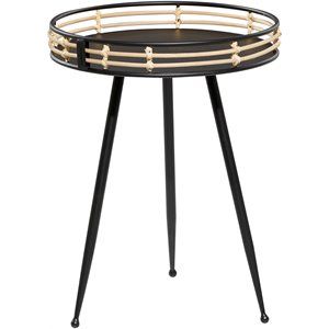 Leeds & Co 24.35"H x 18.55"W Black Metal Modern Accent Table | Homesquare