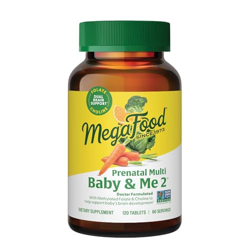 MegaFood Baby & Me 2 Prenatal Vitamin and Minerals - Vitamins for Women - with Folate (Folic Acid Natural Form), Choline, Iron, Iodine, and Vitamin C, Vitamin D and more - 120 Tabs (60 Servings) | Amazon (US)