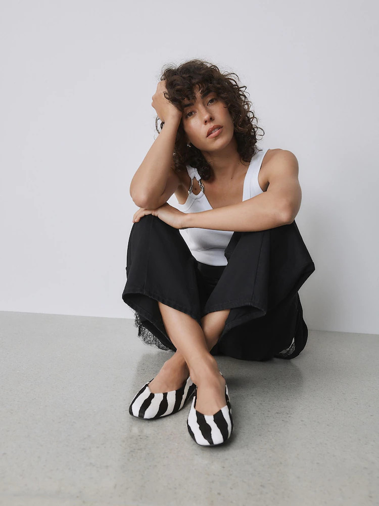 Zebra Forever Comfort® Leather Square Toe Ballerina Flats | Next US