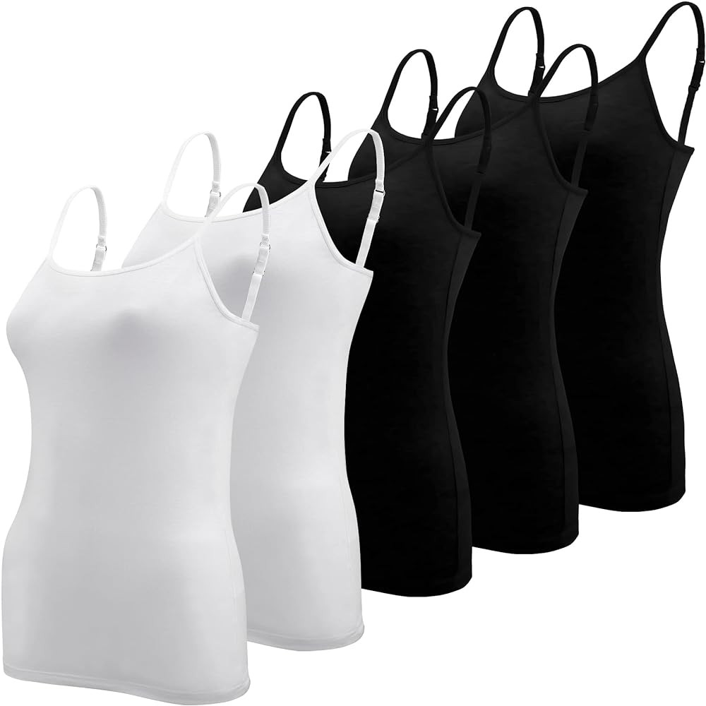 BQTQ 5 Pcs Women's Camisole Tank Top Undershirt Spaghetti Strap Basic Camisoles | Amazon (US)