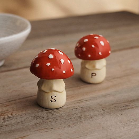 Mushroom Ceramic Salt + Pepper Shakers | Terrain