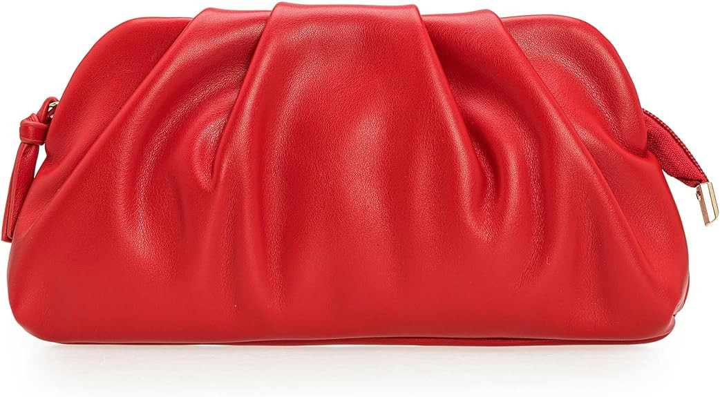 CHARMING TAILOR Chic Soft Vegan Leather Clutch Bag Dressy Pleated PU Evening Purse for Women | Amazon (US)