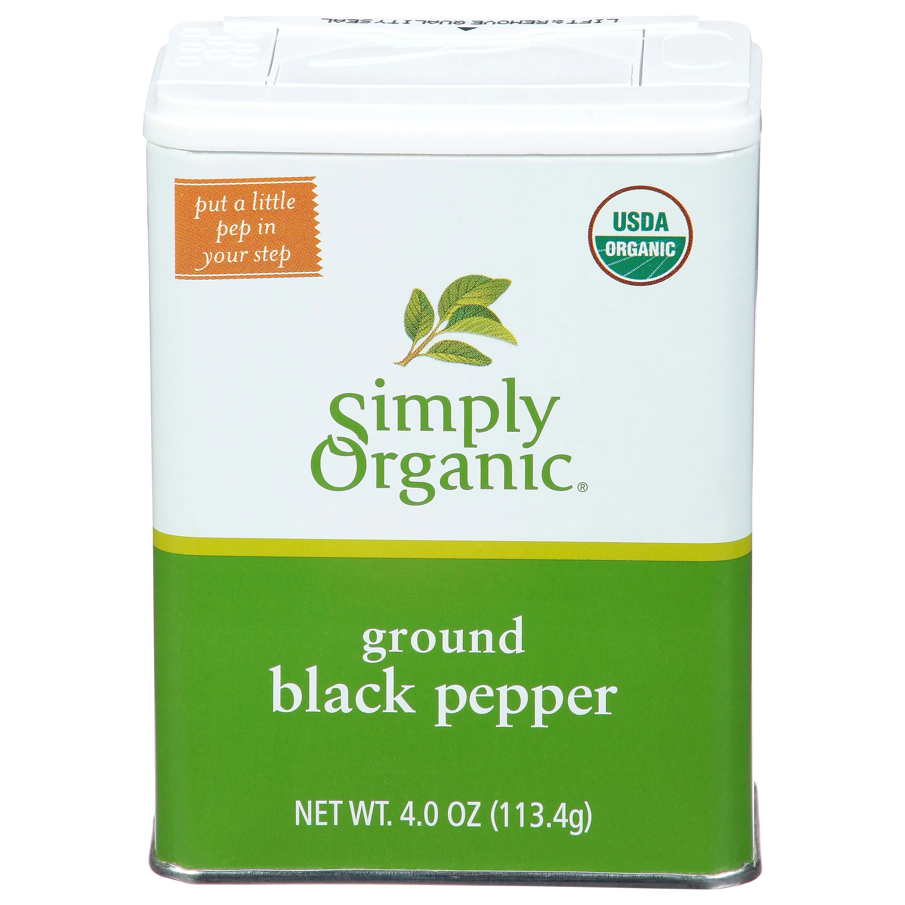 Simply Organic, Organic Ground Black Pepper, GMO Free, 4 oz Can | Walmart (US)