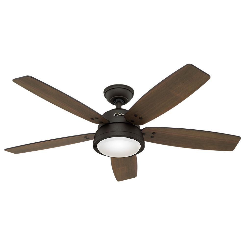 Channelside 52 in. LED Indoor/Outdoor Noble Bronze Ceiling Fan with Remote Control | The Home Depot