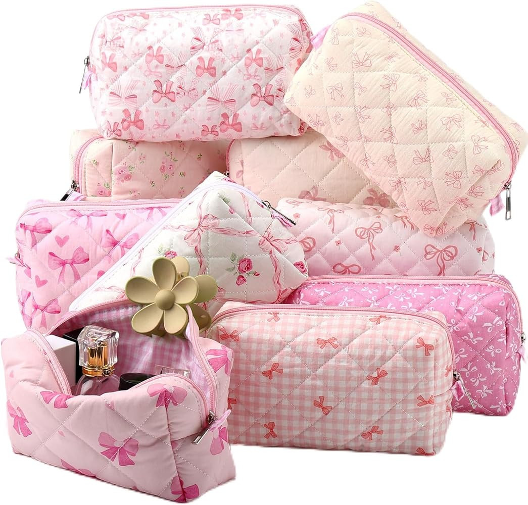 Paterr 10 Pcs Quilted Makeup Bag Bulk Cotton Floral Cosmetic Bag Women Girls Bridesmaid Gifts Cut... | Amazon (US)