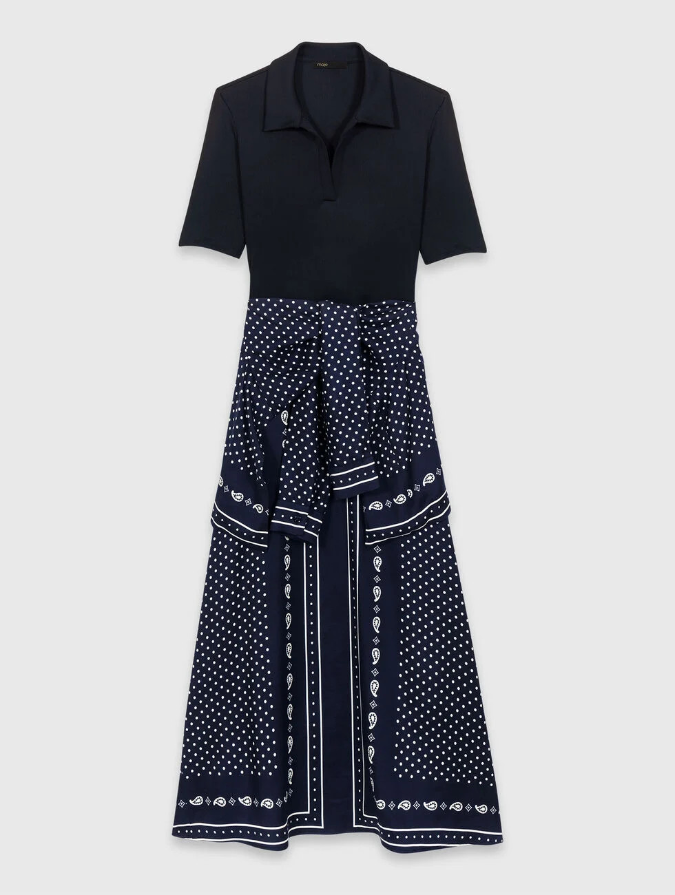 Patterned mixed-material dress Blue for Women | Maje | Maje US